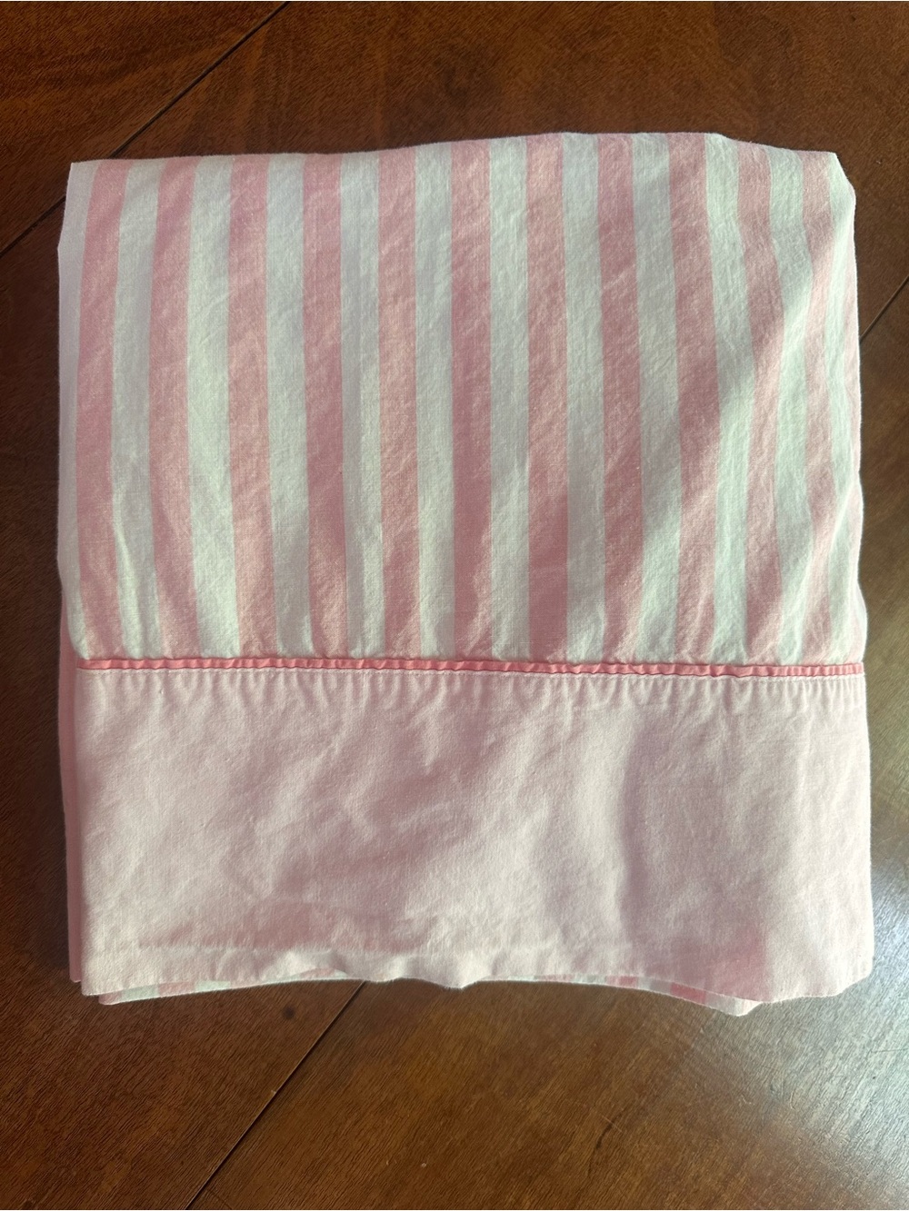 Vintage Cannon Muslin Pink White Stripe Flat Sheet 81” Double Made in USA Cotton